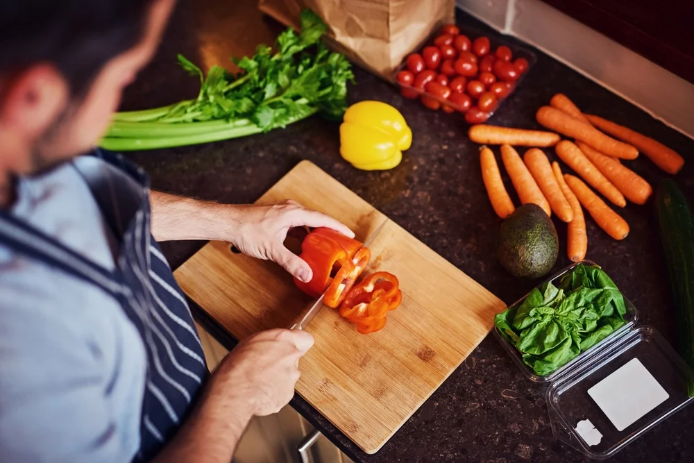 Man Preparing Vegan Lunch